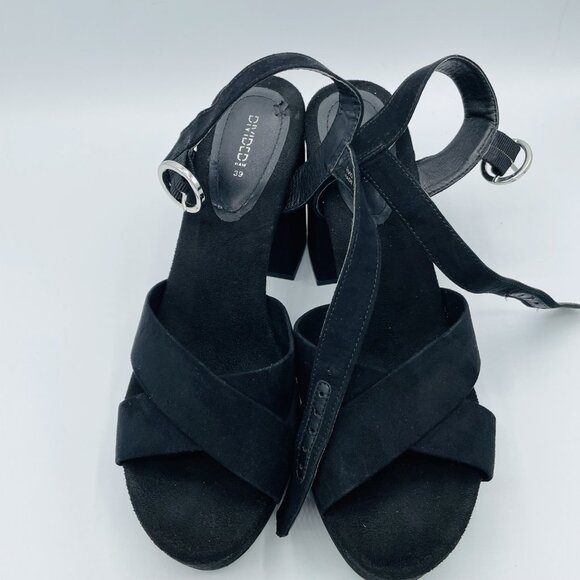 Divided H&M Shoes Womens Size 8 Black Heels Sandals Ankle Strap Buckle Strappy - Picture 11 of 13